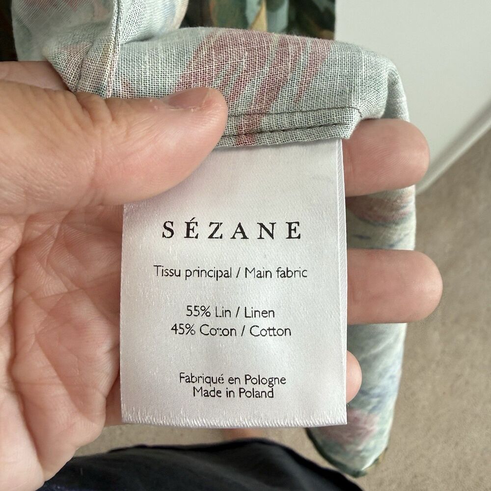 Sezane Tropical Floral Midi Wrap Dress Linen Hawaiian Birds Sz 40 (US 8) Classic - Picture 8 of 12